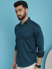 Woven Design Casual Shirt - SF_905Peacock_S