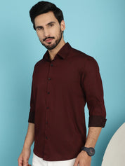 Woven Design Casual Shirt - SF_905Maroon_S