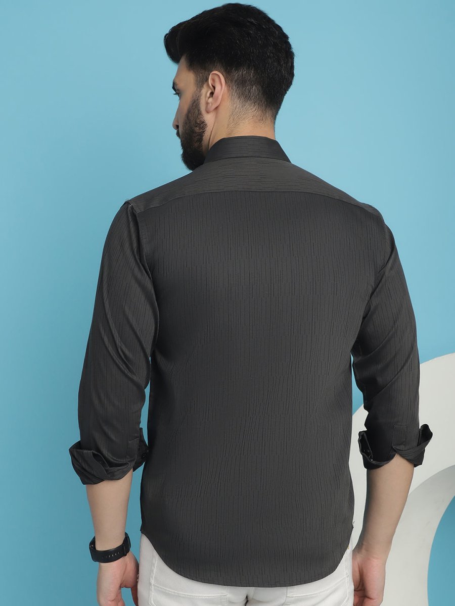Woven Design Casual Shirt - SF_905Charcoal_S