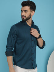 Woven Design Casual Shirt - SF_905Peacock_S