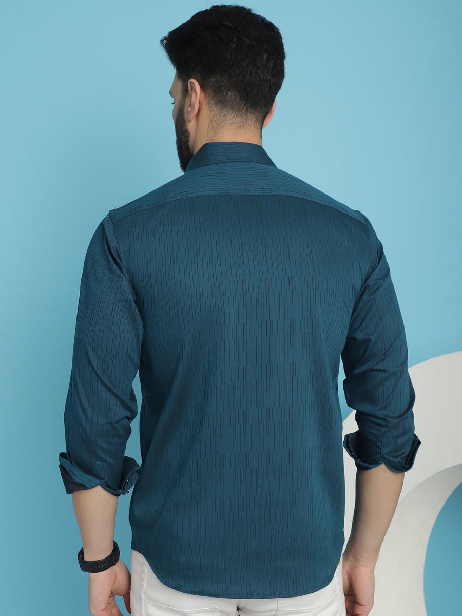 Woven Design Casual Shirt - SF_905Peacock_S