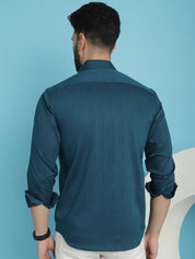Woven Design Casual Shirt - SF_905Peacock_S