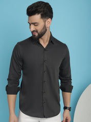 Woven Design Casual Shirt - SF_905Charcoal_S