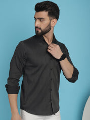 Woven Design Casual Shirt - SF_905Charcoal_S