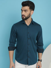 Woven Design Casual Shirt - SF_905Peacock_S