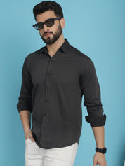 Woven Design Casual Shirt - SF_905Charcoal_S