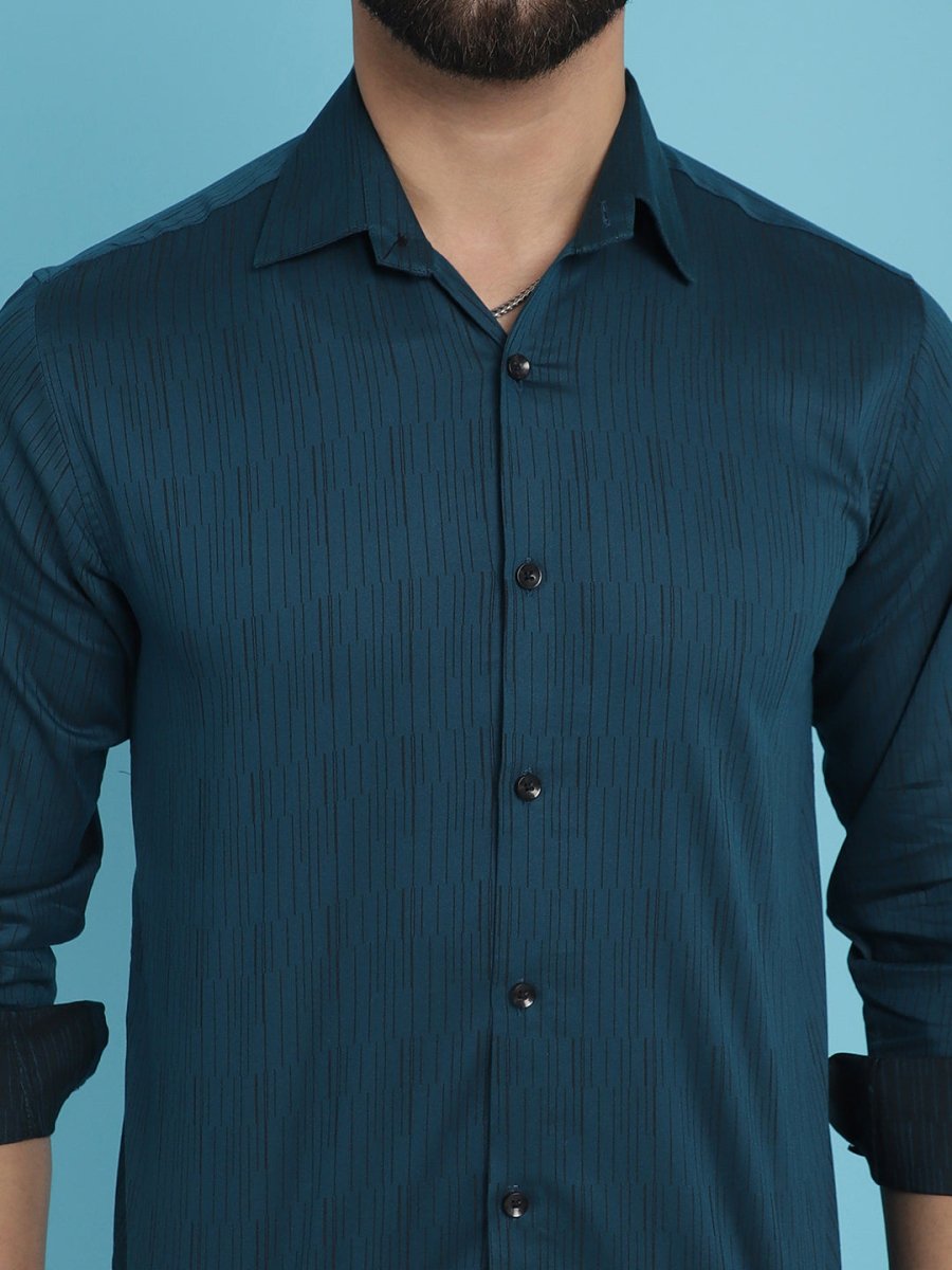 Woven Design Casual Shirt - SF_905Peacock_S