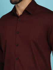 Woven Design Casual Shirt - SF_905Maroon_S