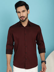 Woven Design Casual Shirt - SF_905Maroon_S