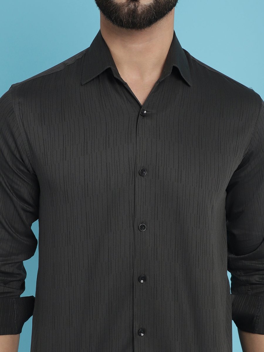 Woven Design Casual Shirt - SF_905Charcoal_S