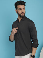 Woven Design Casual Shirt - SF_905Charcoal_S