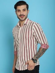 Woven Design Cotton Shirt for Men - SF_917Maroon_S