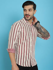 Woven Design Cotton Shirt for Men - SF_917Maroon_S