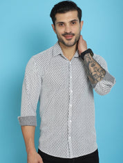 Woven Design Cotton Shirt for Men - SF_917White_S