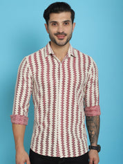 Woven Design Cotton Shirt for Men - SF_917Maroon_S