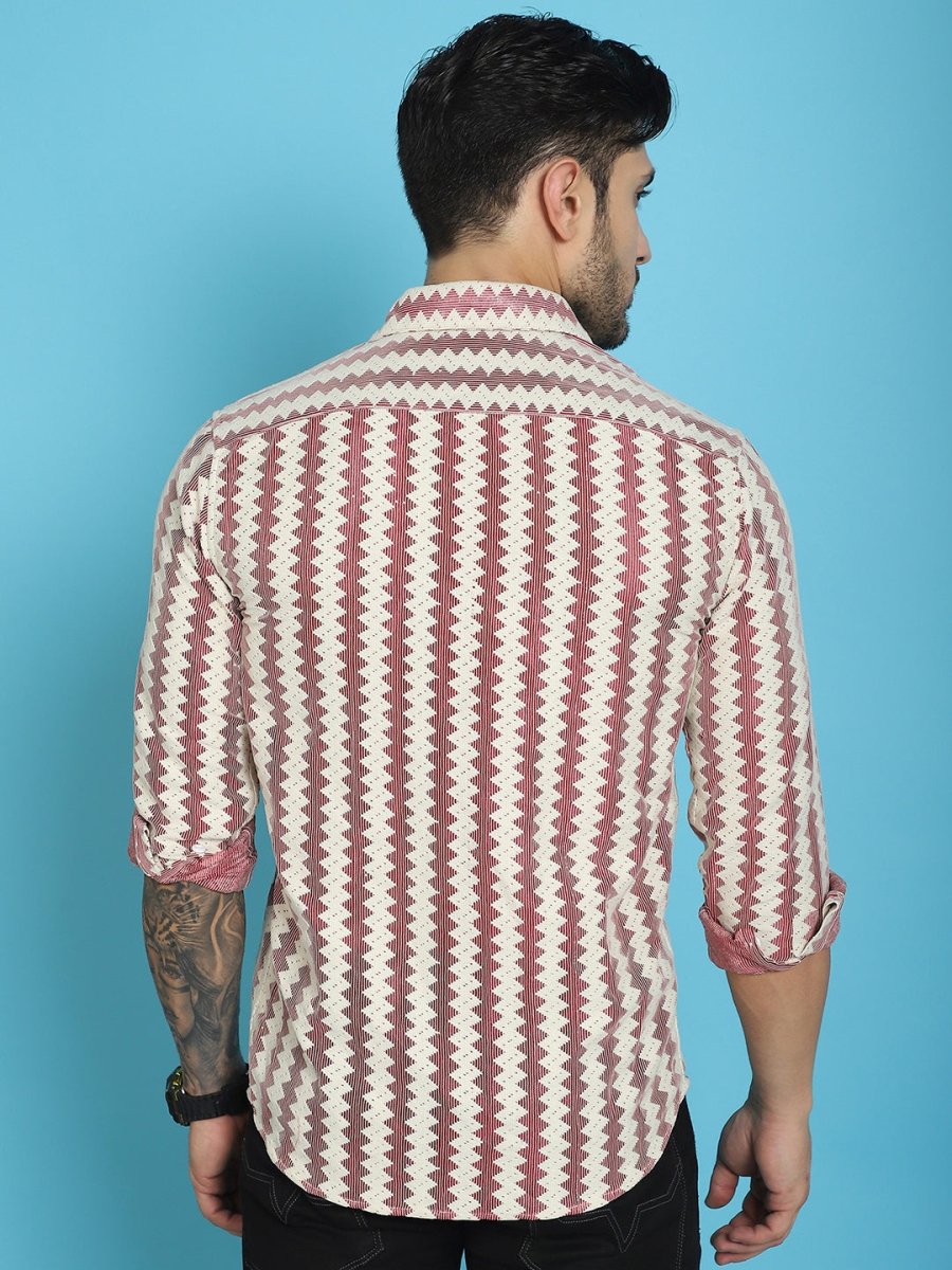 Woven Design Cotton Shirt for Men - SF_917Maroon_S