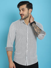 Woven Design Cotton Shirt for Men - SF_917White_S