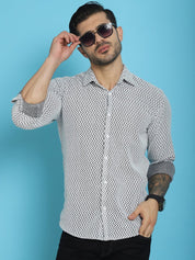 Woven Design Cotton Shirt for Men - SF_917White_S