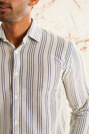 Woven Design Cotton Shirt for Men - SF_917Blue_S