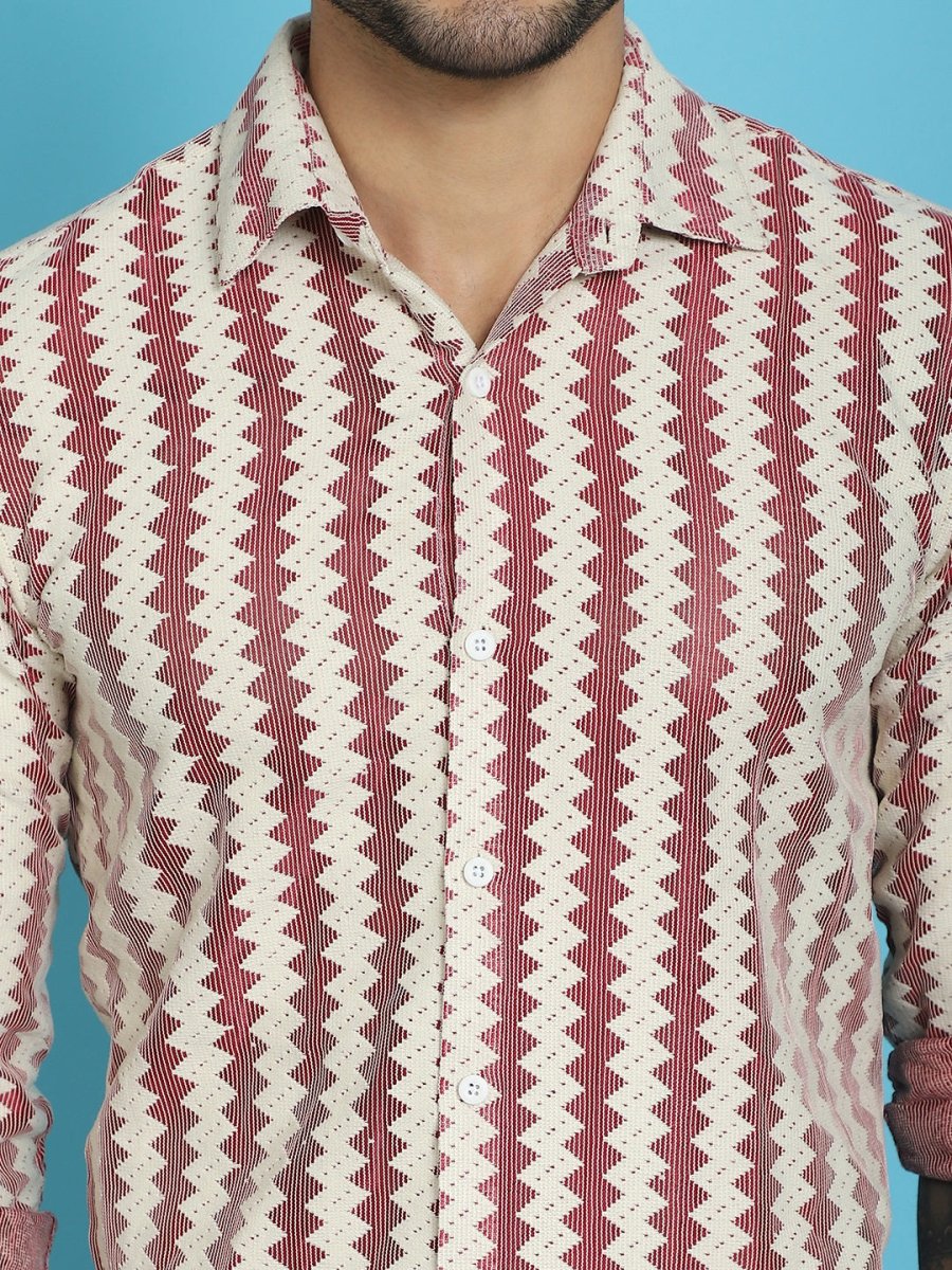 Woven Design Cotton Shirt for Men - SF_917Maroon_S
