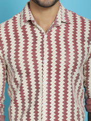 Woven Design Cotton Shirt for Men - SF_917Maroon_S
