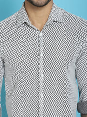 Woven Design Cotton Shirt for Men - SF_917White_S