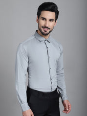 Woven Design Formal Shirt - SF_905Steel-Grey_S