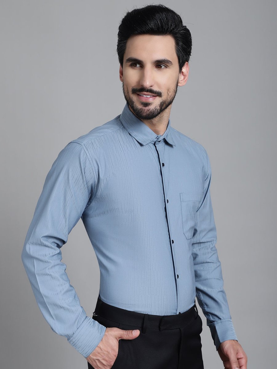 Woven Design Formal Shirt - SF_905Grey_S