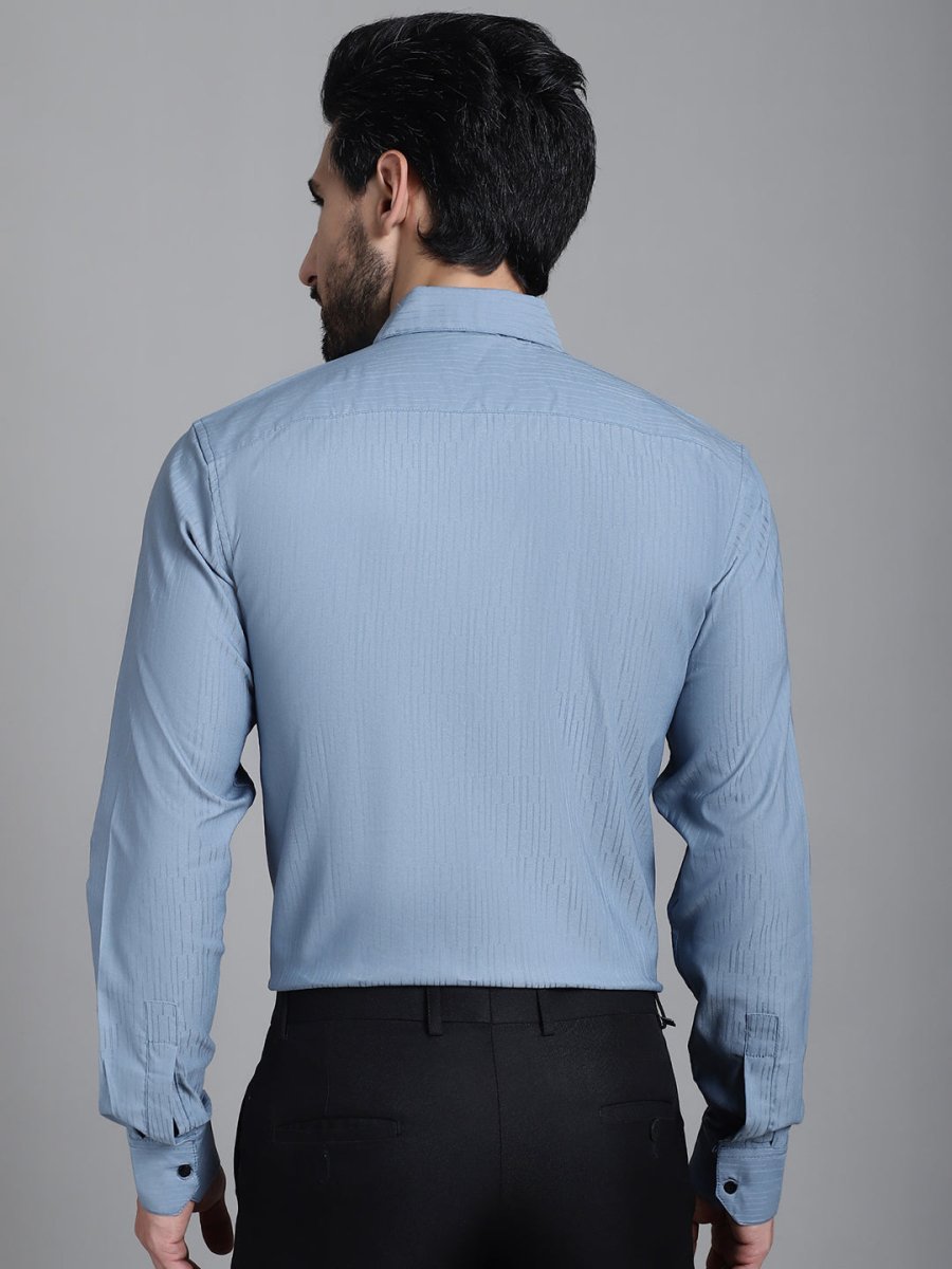 Woven Design Formal Shirt - SF_905Grey_S