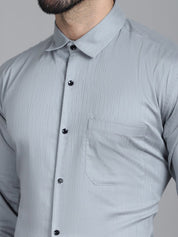 Woven Design Formal Shirt - SF_905Steel-Grey_S
