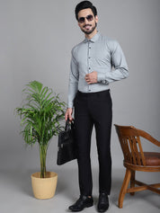Woven Design Formal Shirt - SF_905Steel-Grey_S