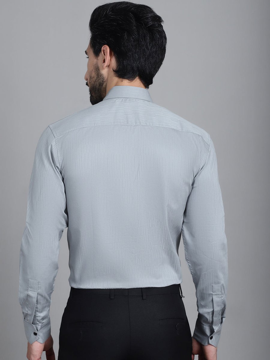 Woven Design Formal Shirt - SF_905Steel-Grey_S