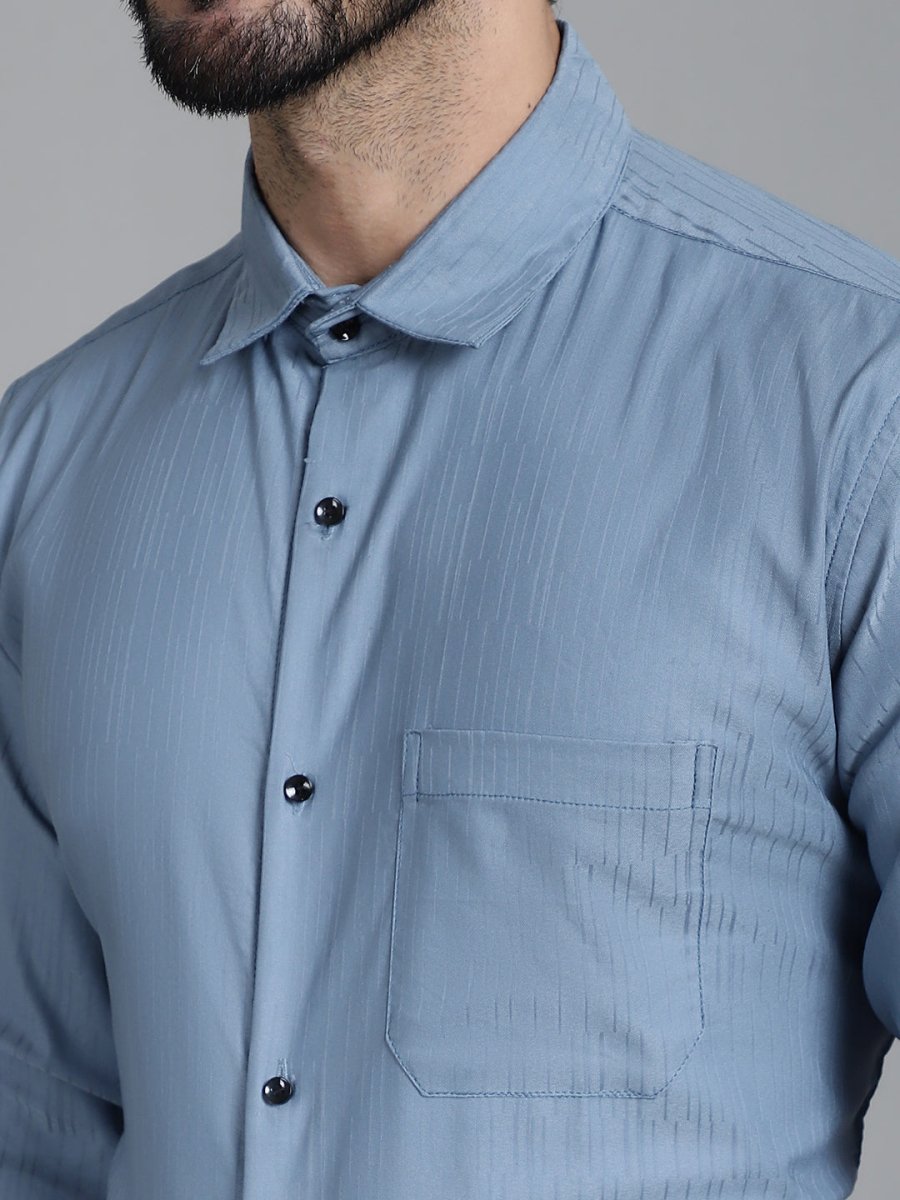 Woven Design Formal Shirt - SF_905Grey_S