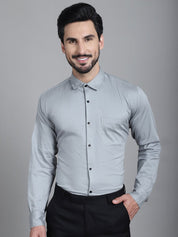 Woven Design Formal Shirt - SF_905Steel-Grey_S