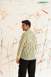 Woven Design Green Cotton Shirt for Men - SF_917Green_S