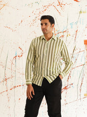 Woven Design Green Cotton Shirt for Men - SF_917Green_S