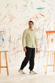 Woven Design Green Cotton Shirt for Men - SF_917Green_S