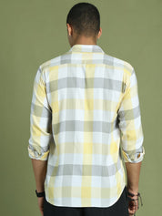Yellow Checked Cotton Shirt for Men - SF_877Yellow_S
